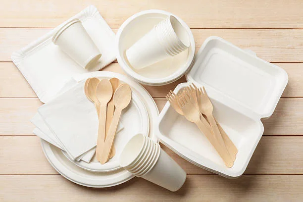 Disposable cups and plates for catering and events